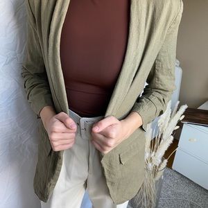 Olive blazer with cropped sleeves